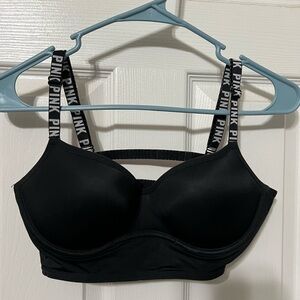 PINK Victoria's Secret Black Bra with Logo Straps